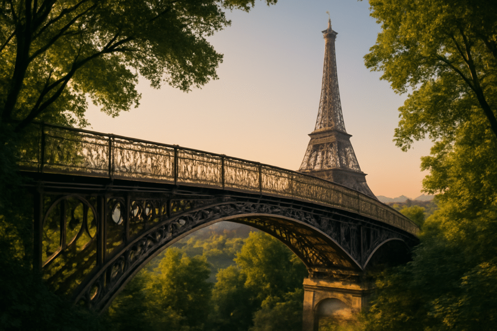 explorez une passerelle secrète près de paris, conçue par gustave eiffel, offrant une vue imprenable sur la tour eiffel. une expérience unique à découvrir, loin des foules et encore trop méconnue !
