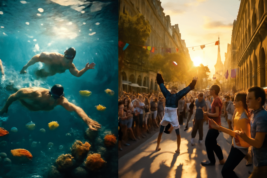 découvrez les moments marquants de la célébration du sport à paris : plongeon spectaculaire dans la seine, shows époustouflants rue de rivoli et ambiance festive au cœur de la capitale. laissez-vous emporter par l'énergie et l'enthousiasme des festivités parisiennes !