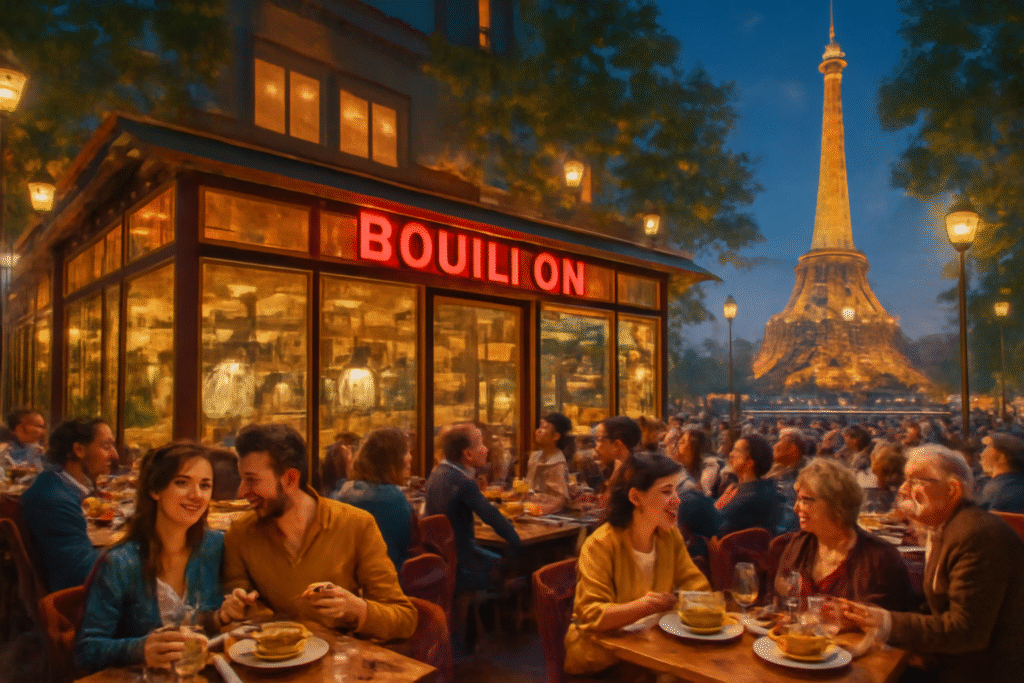 découvrez le nouveau bouillon près de la tour eiffel à paris : une adresse incontournable offrant 500 plats faits maison dans une ambiance conviviale. idéal pour savourer la cuisine traditionnelle française à prix doux.