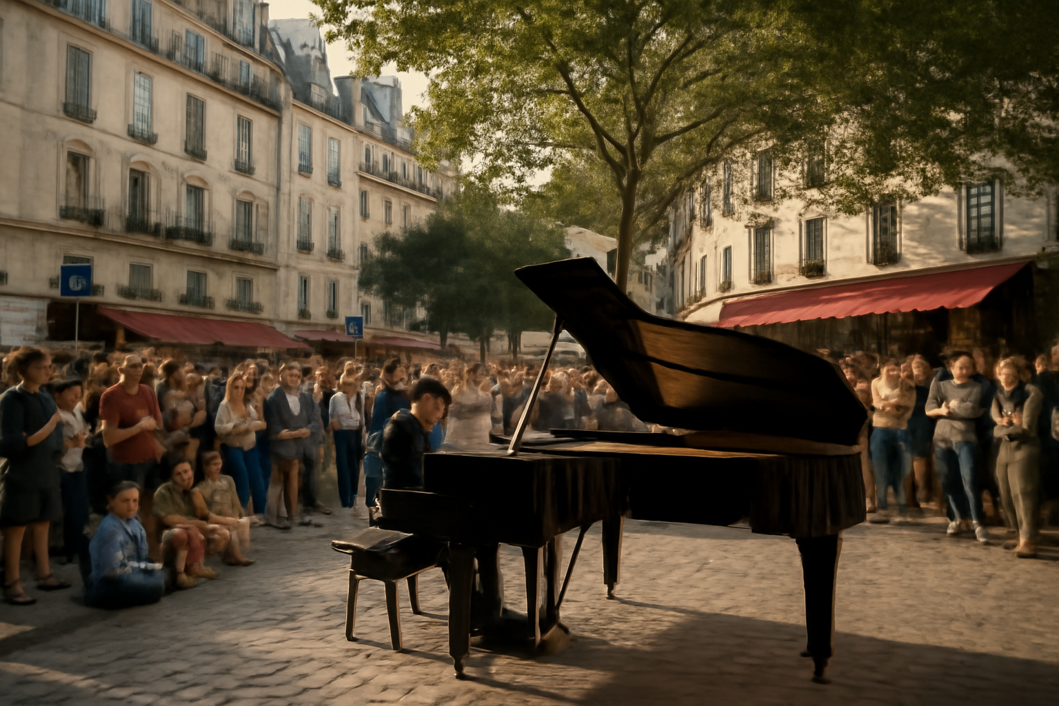 découvrez julien cohen, le pianiste phénomène des réseaux sociaux, qui enflamme la place de la contrescarpe à paris avec un concert surprise inoubliable. plongez dans une ambiance musicale captivante et laissez-vous emporter par son talent exceptionnel.