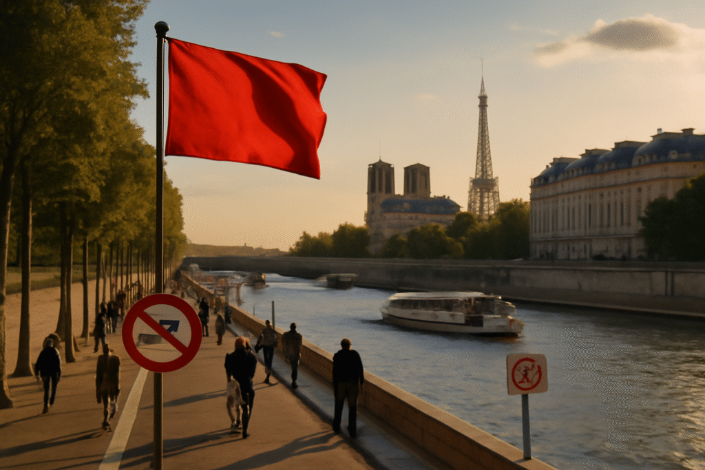 attention aux baigneurs ! ce dimanche et lundi, la baignade est interdite dans la seine à paris, avec un drapeau rouge en vigueur. restez informé des conditions de sécurité et évitez les risques dans le fleuve.